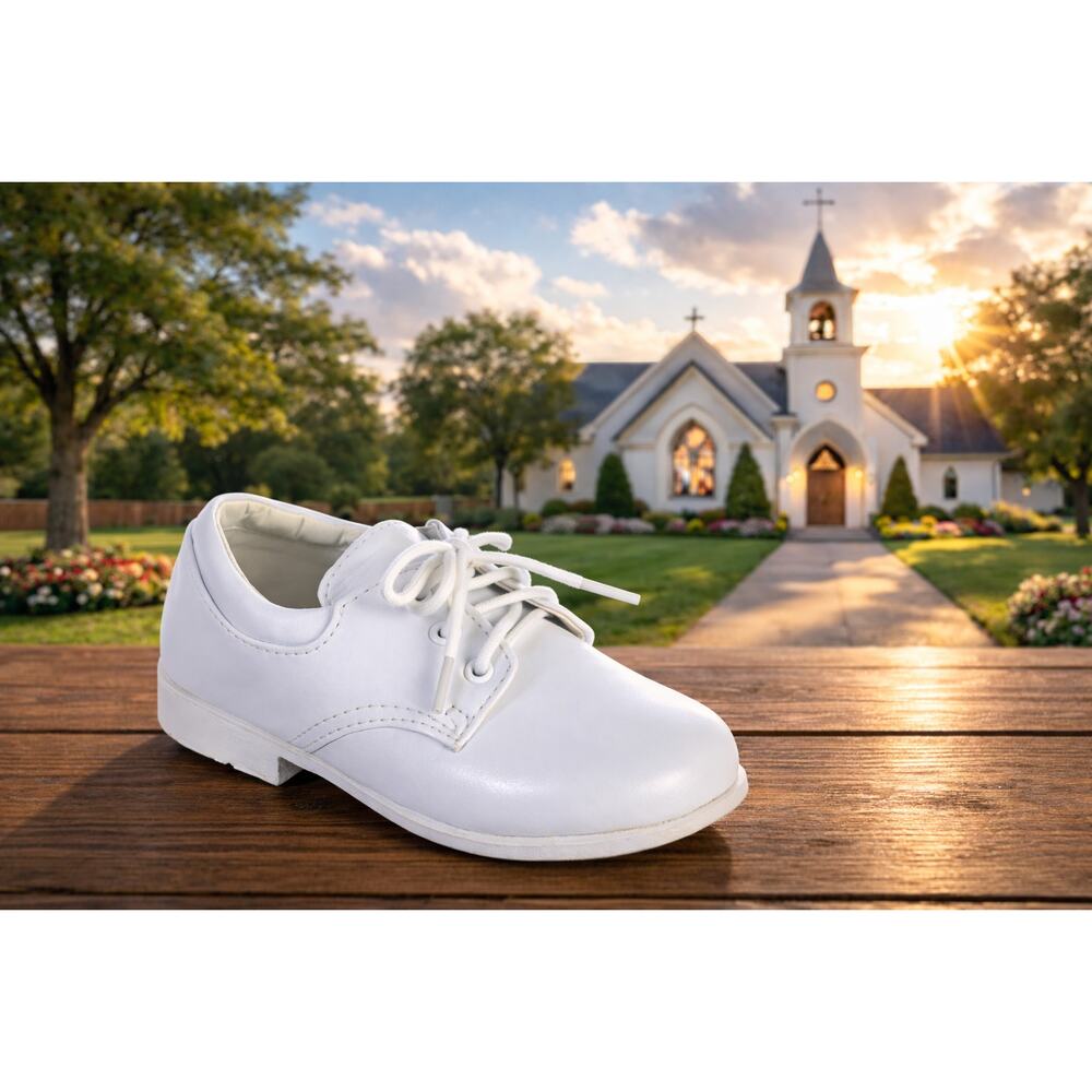 NEW Boy's Communion Dress Shoe - White/Matte Lace Up - Size 4
